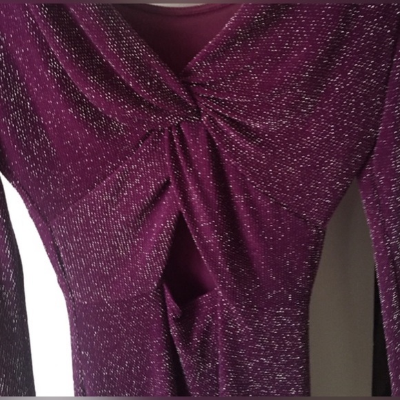 GUESS Mini Bodycon purple Silver Sparkly Long Sleeve Cut Out Back Dress S - Picture 12 of 12